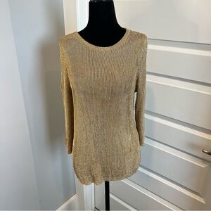 NWT Chico's Gold Shimmer Cold Shoulder Top